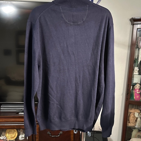 Roundtree & Yorke Men's Navy Zip-Up Sweater - Picture 4 of 4